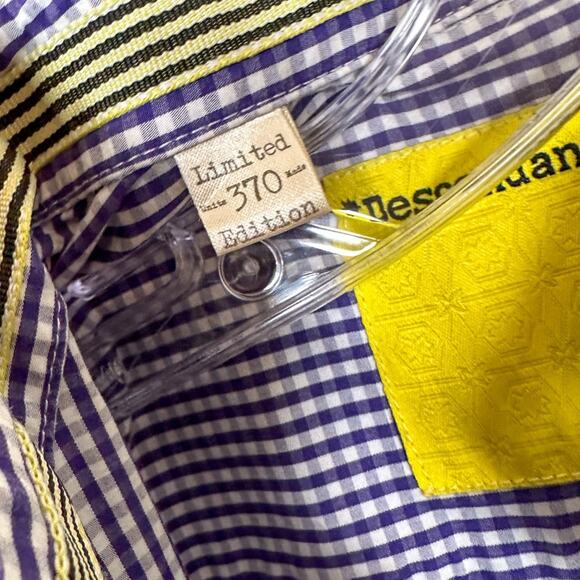 Descendent of Thieves Purple Gingham Dress Shirt, EUC, Size Large, MSRP $155 - Picture 4 of 11